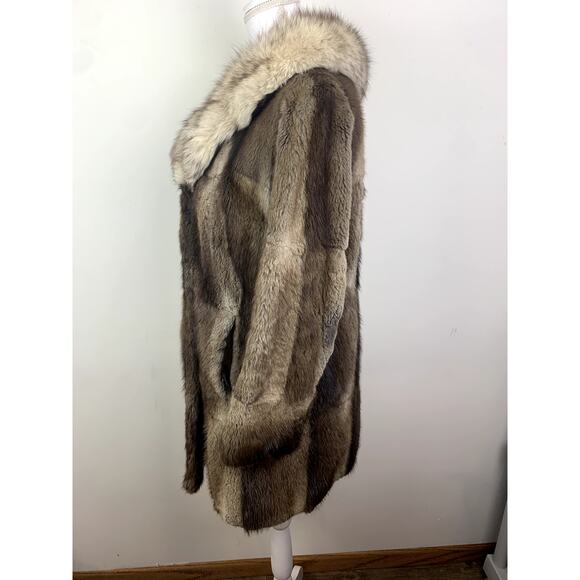Vintage muskrat fox fur jacket coat size 6 small medium leather 90's - Picture 4 of 15